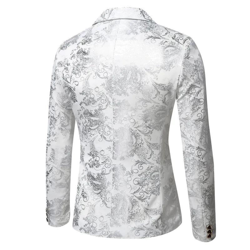 Herren Jacquard-Sakko im Smokingstil mit Schalkragen und einreihiger Knopfleiste Drune
