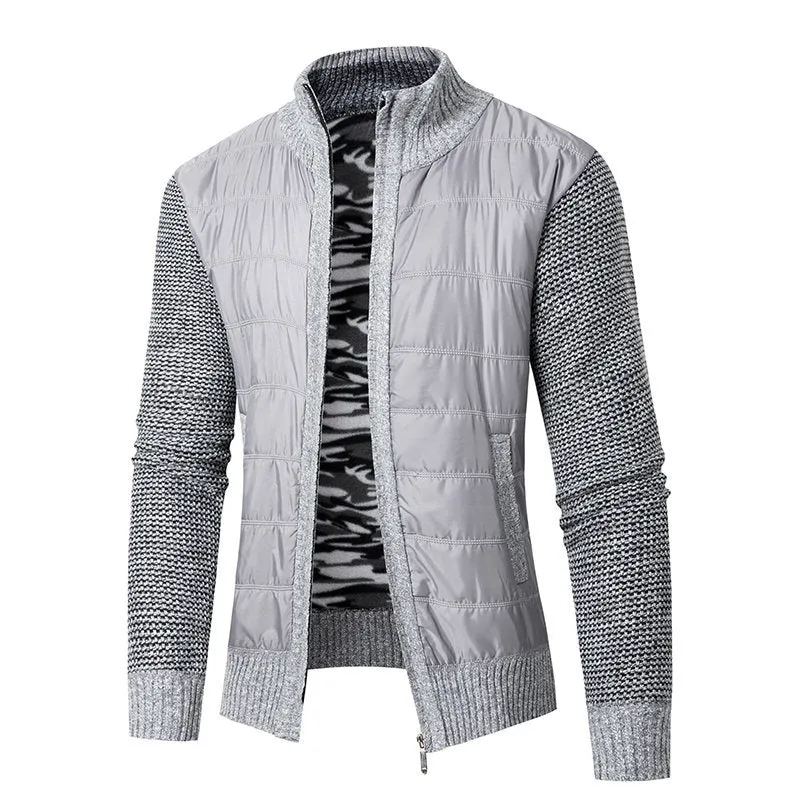 Herren Hybrid‑Strickjacke mit gesteppter Front und Stehkragen Drune