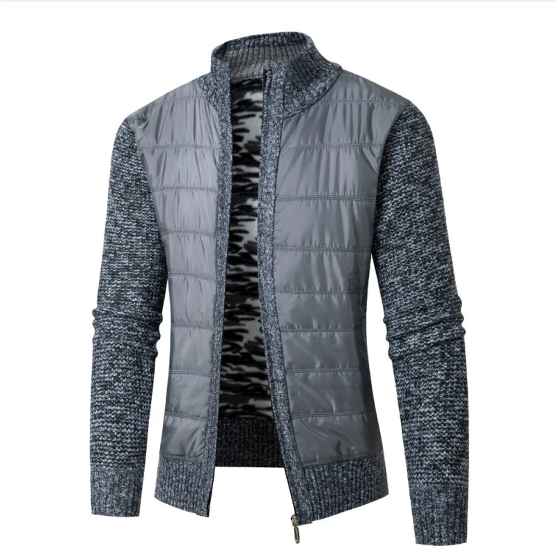 Herren Hybrid‑Strickjacke mit gesteppter Front und Stehkragen Drune