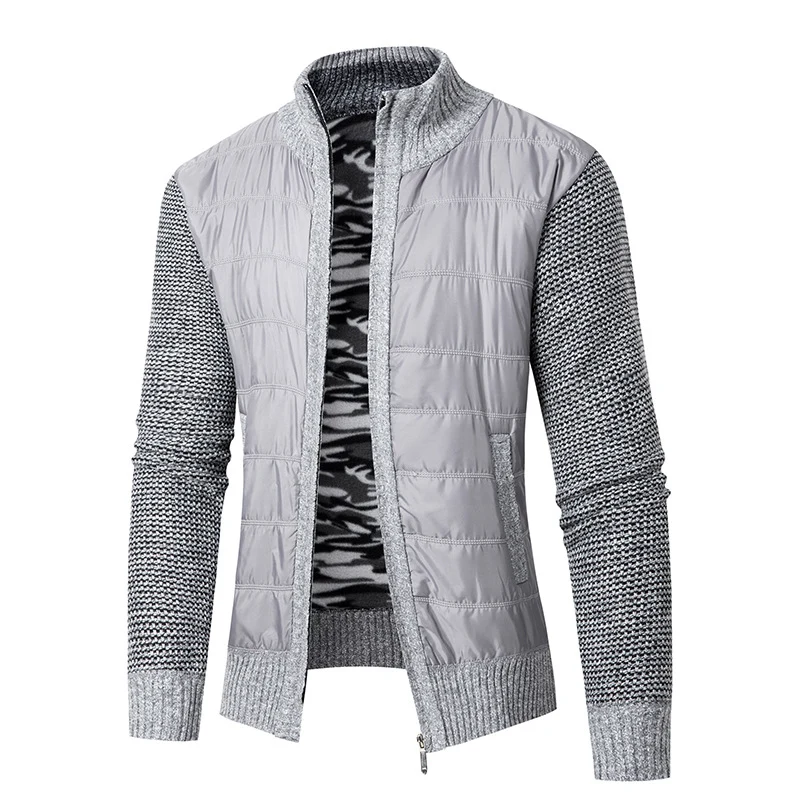 Herren Hybrid‑Strickjacke mit gesteppter Front und Stehkragen Drune
