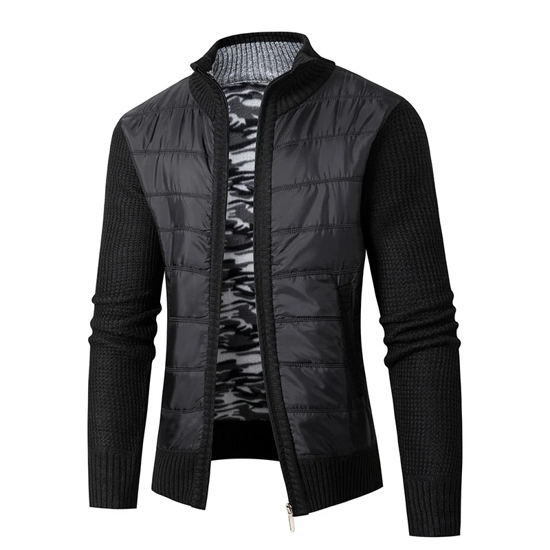 Herren Hybrid‑Strickjacke mit gesteppter Front und Stehkragen Drune
