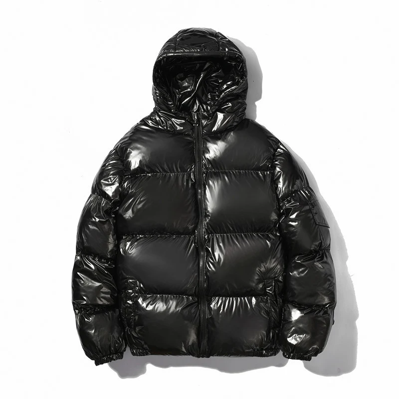 Herren Hochglänzende Wattierte Kapuzenjacke mit Steppung und Thermo‑Füllung Drune