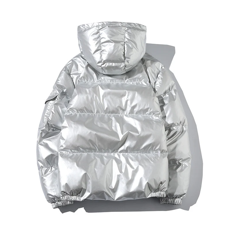 Herren Hochglänzende Wattierte Kapuzenjacke mit Steppung und Thermo‑Füllung Drune