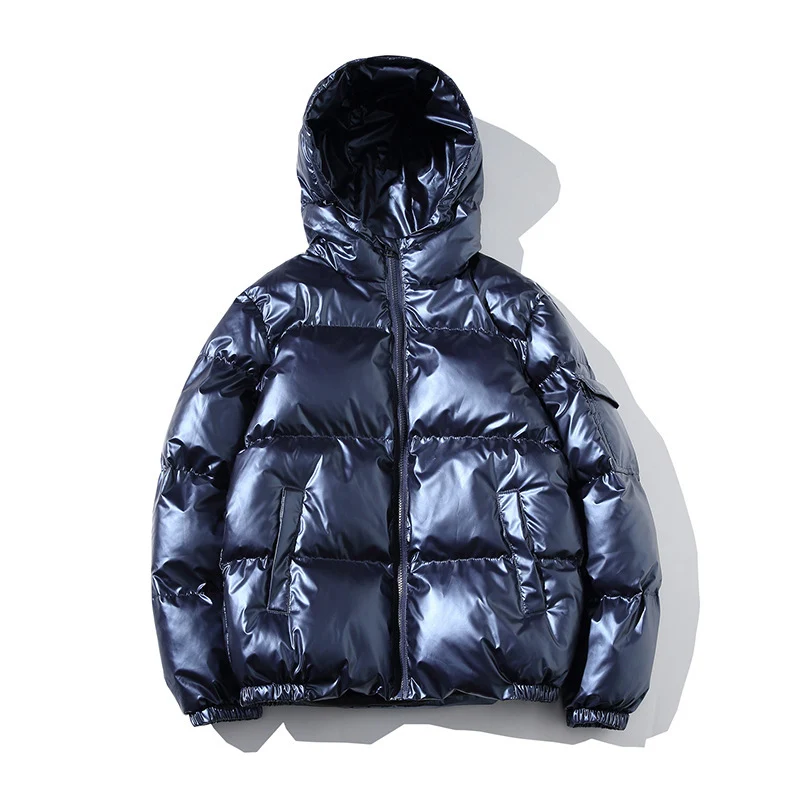 Herren Hochglänzende Wattierte Kapuzenjacke mit Steppung und Thermo‑Füllung Drune