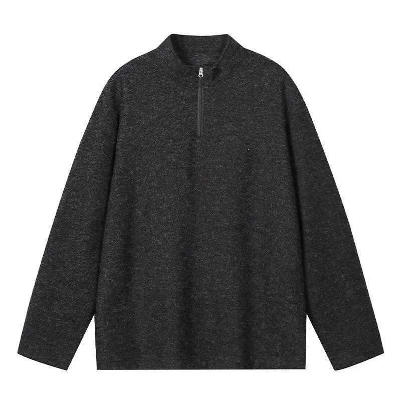 Herren Halbzip-Sweatshirt mit Stehkragen und melierter Struktur Drune