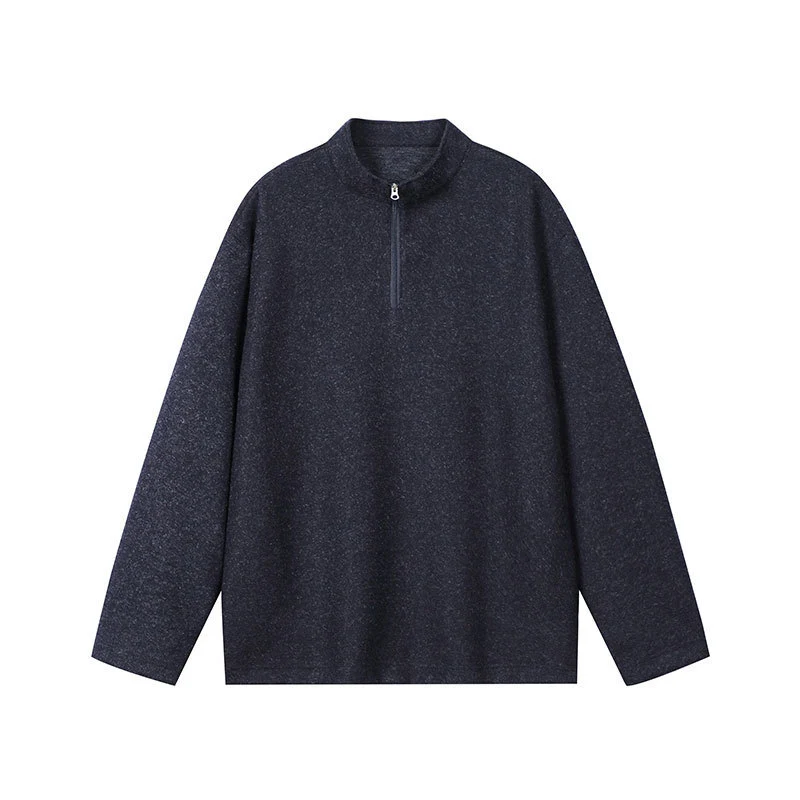 Herren Halbzip-Sweatshirt mit Stehkragen und melierter Struktur Drune