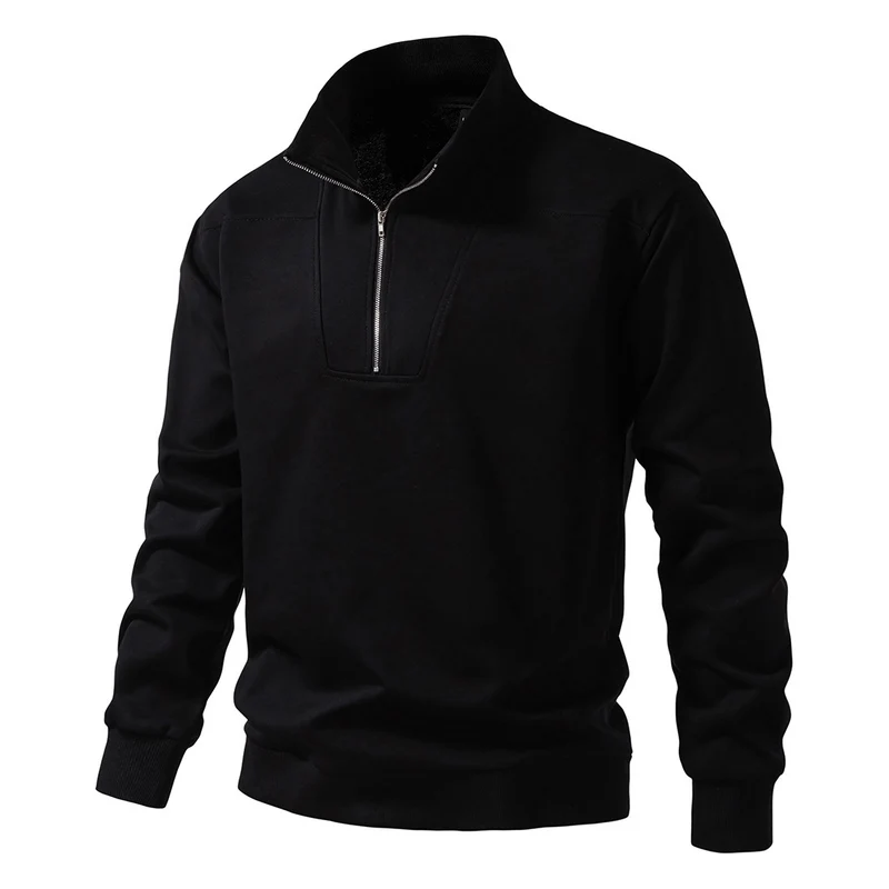 Herren Halbzip-Sweatshirt mit Stehkragen und gerippten Bündchen Drune