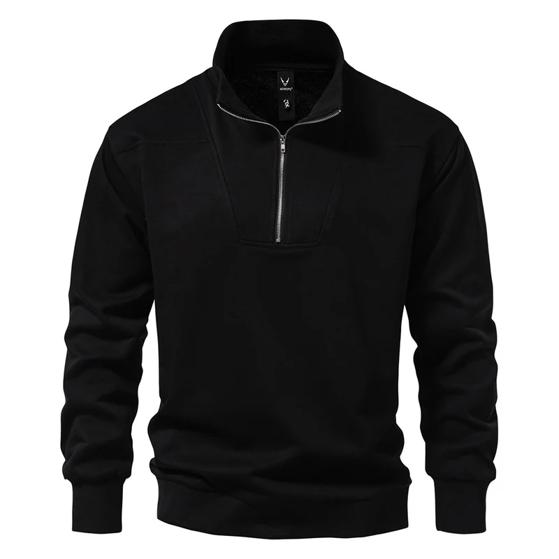 Herren Halbzip-Sweatshirt mit Stehkragen und gerippten Bündchen Drune