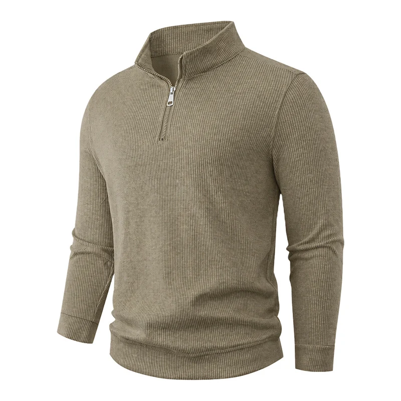 Herren Halbzip-Strickpullover mit Stehkragen und Rippstruktur Drune