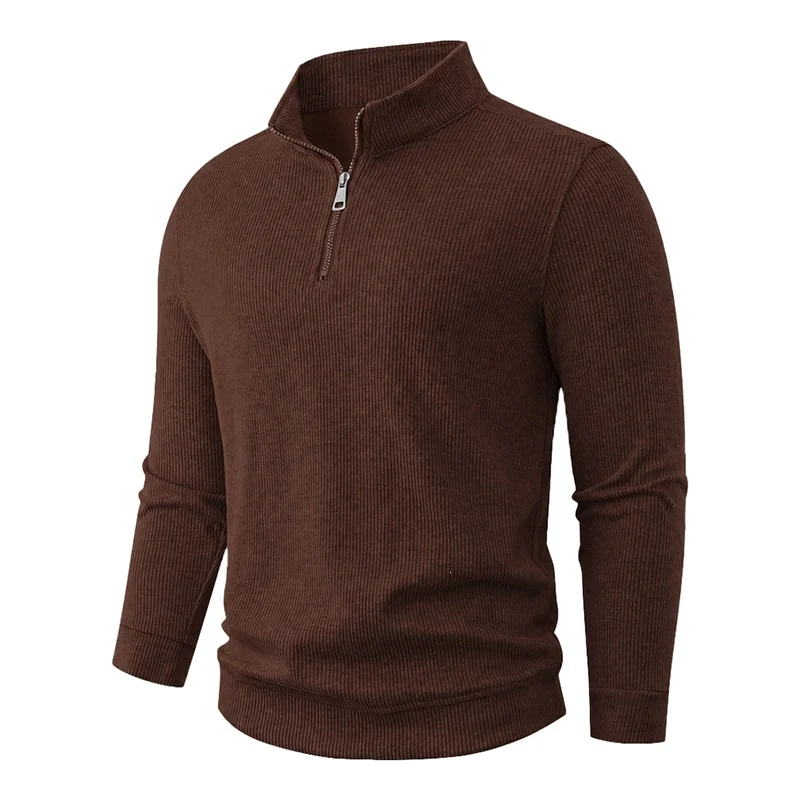 Herren Halbzip-Strickpullover mit Stehkragen und Rippstruktur Drune