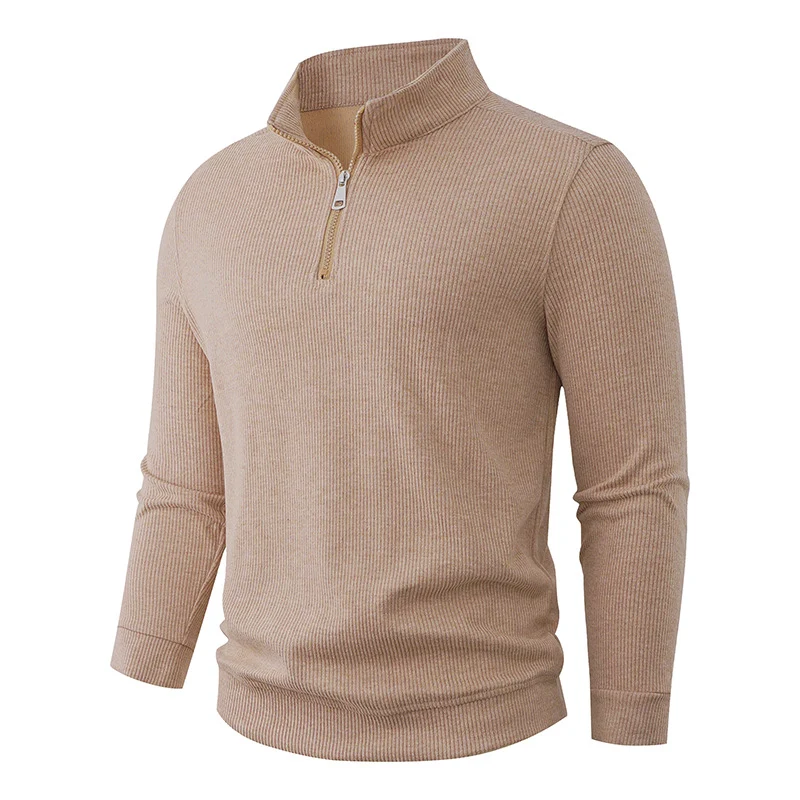 Herren Halbzip-Strickpullover mit Stehkragen und Rippstruktur Drune
