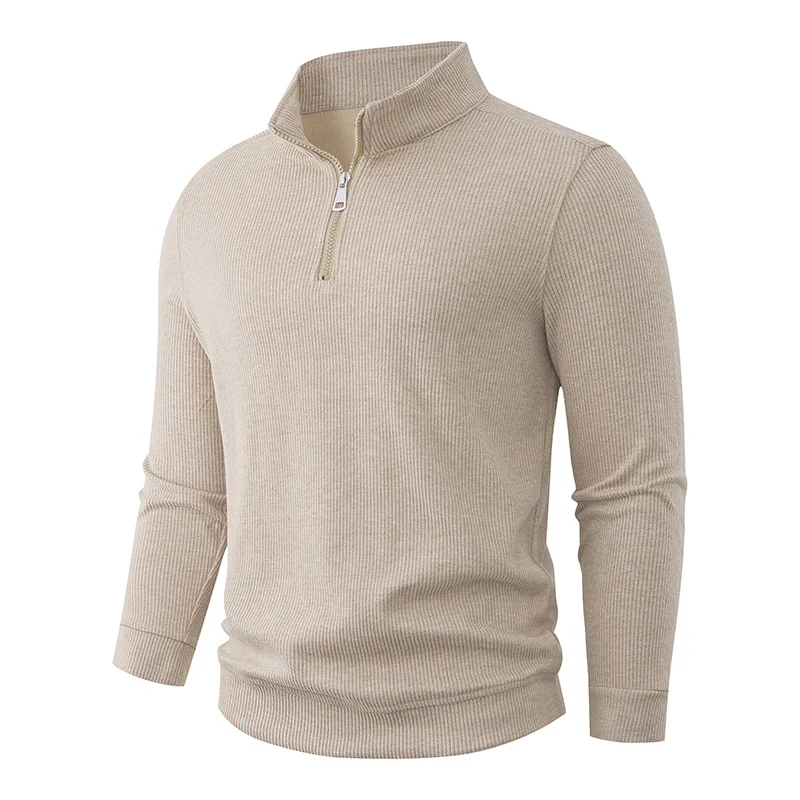 Herren Halbzip-Strickpullover mit Stehkragen und Rippstruktur Drune