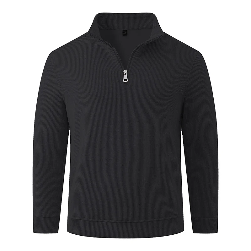 Herren Halbzip-Strickpullover mit Stehkragen und Rippstruktur Drune