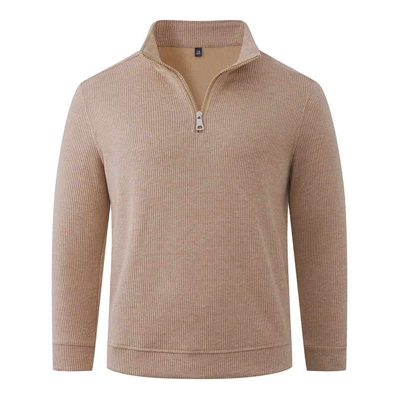 Herren Halbzip-Strickpullover mit Stehkragen und Rippstruktur Drune