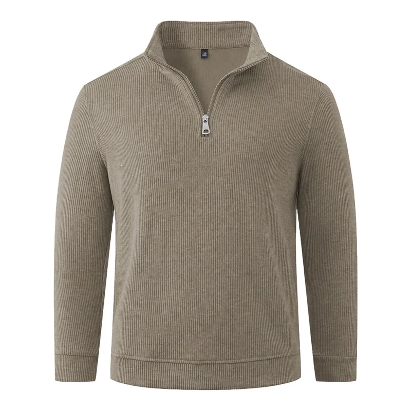 Herren Halbzip-Strickpullover mit Stehkragen und Rippstruktur Drune