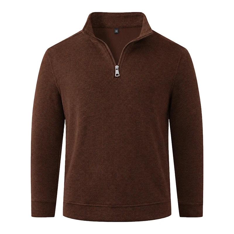 Herren Halbzip-Strickpullover mit Stehkragen und Rippstruktur Drune