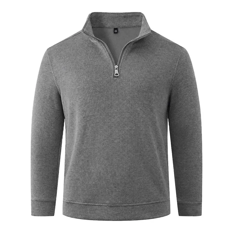 Herren Halbzip-Strickpullover mit Stehkragen und Rippstruktur Drune
