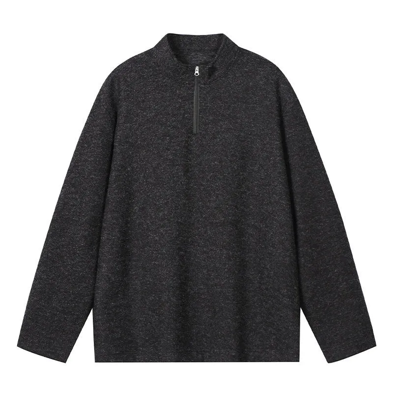 Herren Halbzip-Strickpullover mit Stehkragen und melierter Struktur Drune