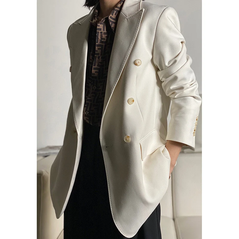 Damen Doppelreiher Wollblazer Drune
