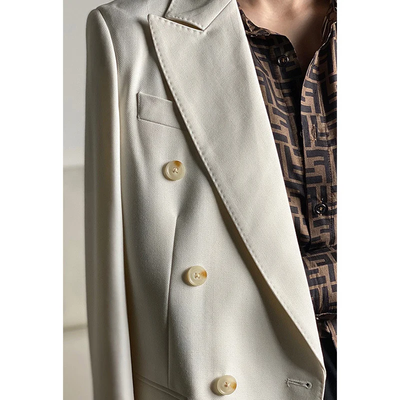 Damen Doppelreiher Wollblazer Drune