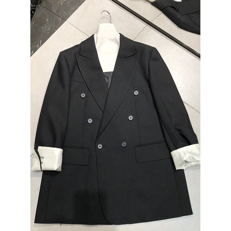 Damen Doppelreiher Wollblazer Drune