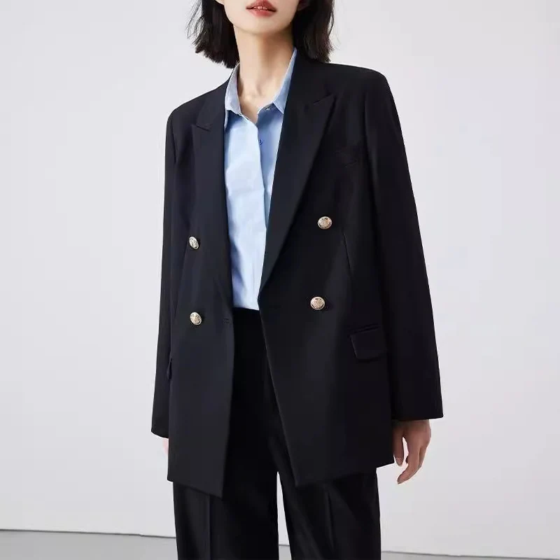 Damen Doppelreiher Blazer mit glänzenden Knöpfen Drune