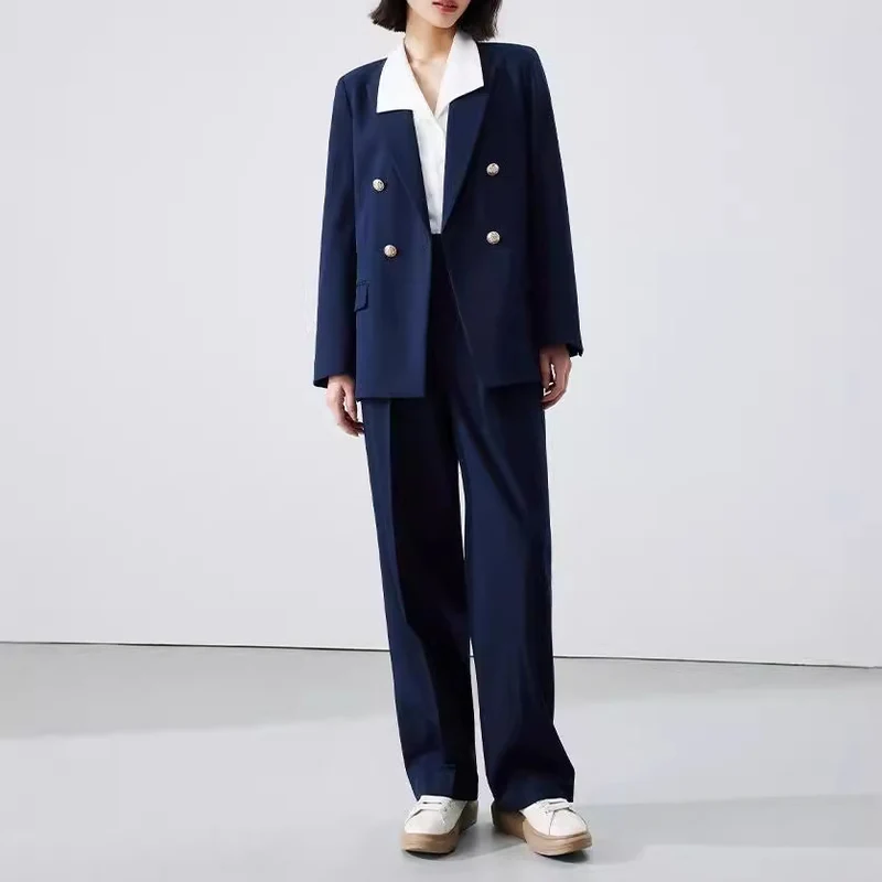 Damen Doppelreiher Blazer mit glänzenden Knöpfen Drune