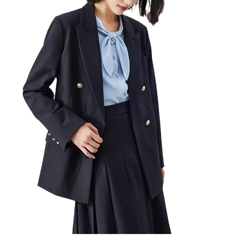 Damen Doppelreiher Blazer mit glänzenden Knöpfen Drune