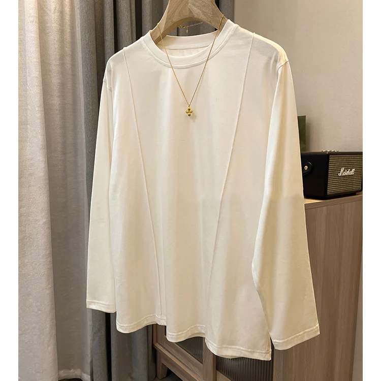 Damen Bequemes Langarmshirt aus hochwertiger Baumwolle Drune