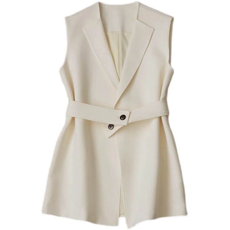 Damen Ärmellose Blazer-Weste mit Taillengürtel Drune