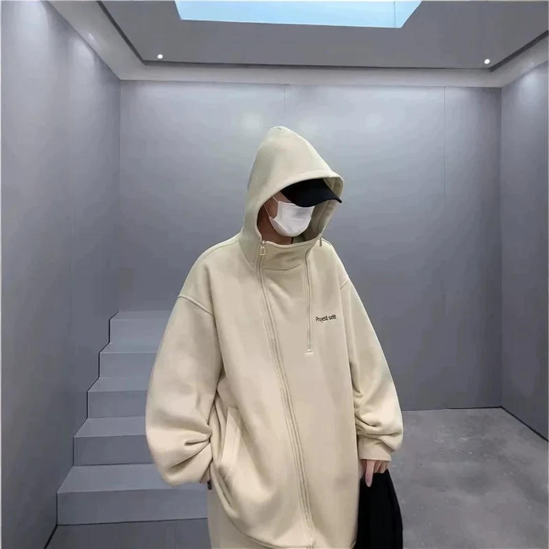 Unisex Oversized Fleecejacke mit hohen Kragen und Reißverschluss Drune