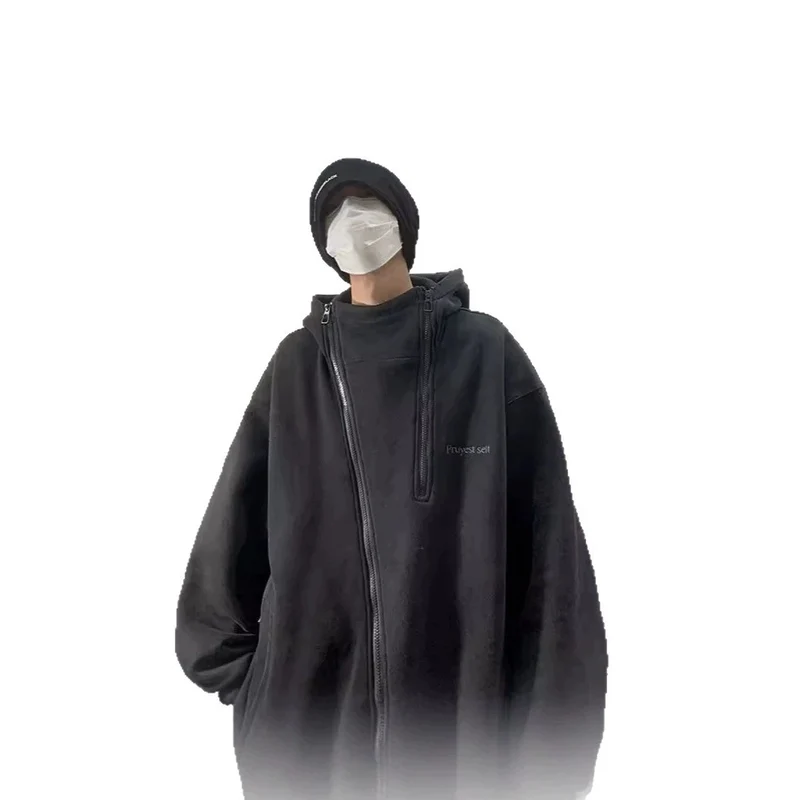 Unisex Oversized Fleecejacke mit hohen Kragen und Reißverschluss Drune