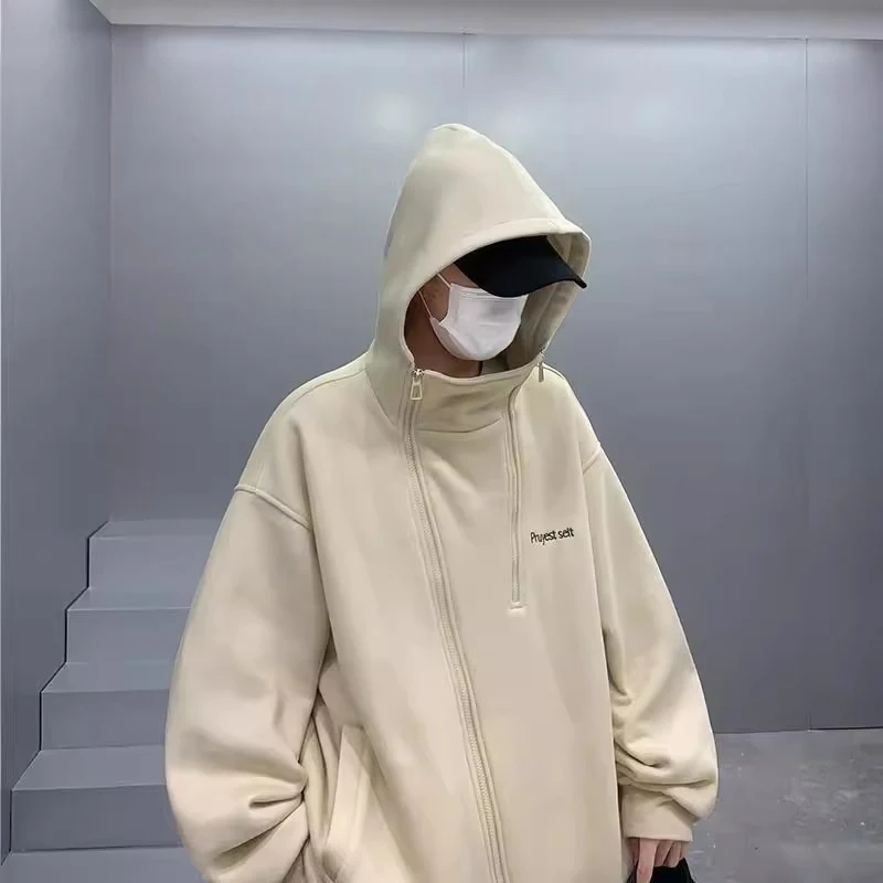 Unisex Oversized Fleecejacke mit hohen Kragen und Reißverschluss Drune