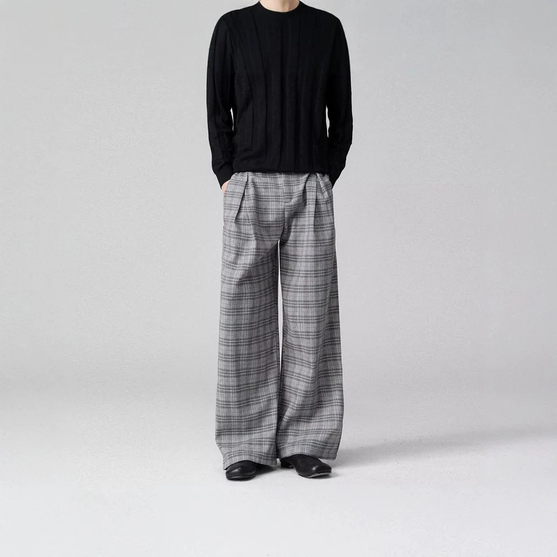 Herren Weitgeschnittene Karottenhose mit Karo-Muster Drune