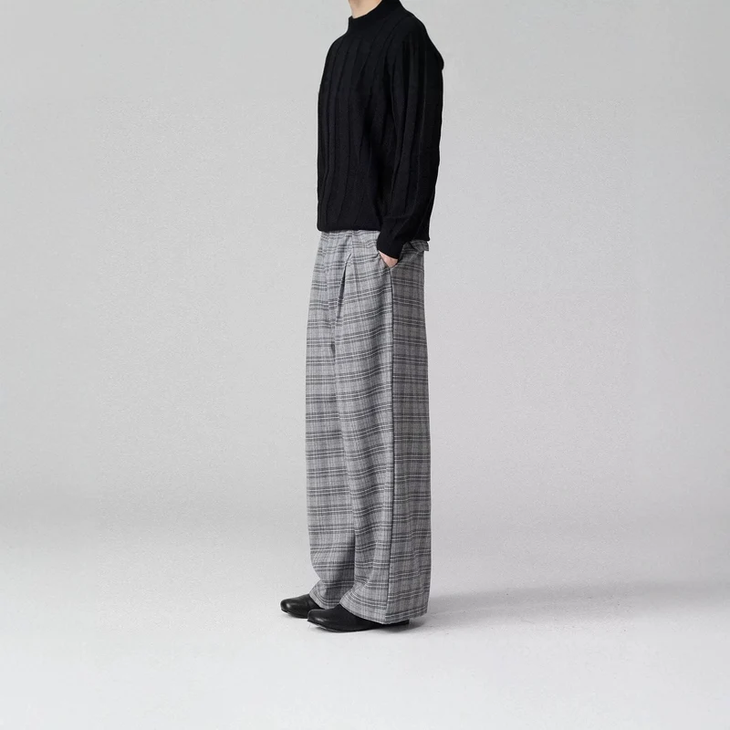 Herren Weitgeschnittene Karottenhose mit Karo-Muster Drune