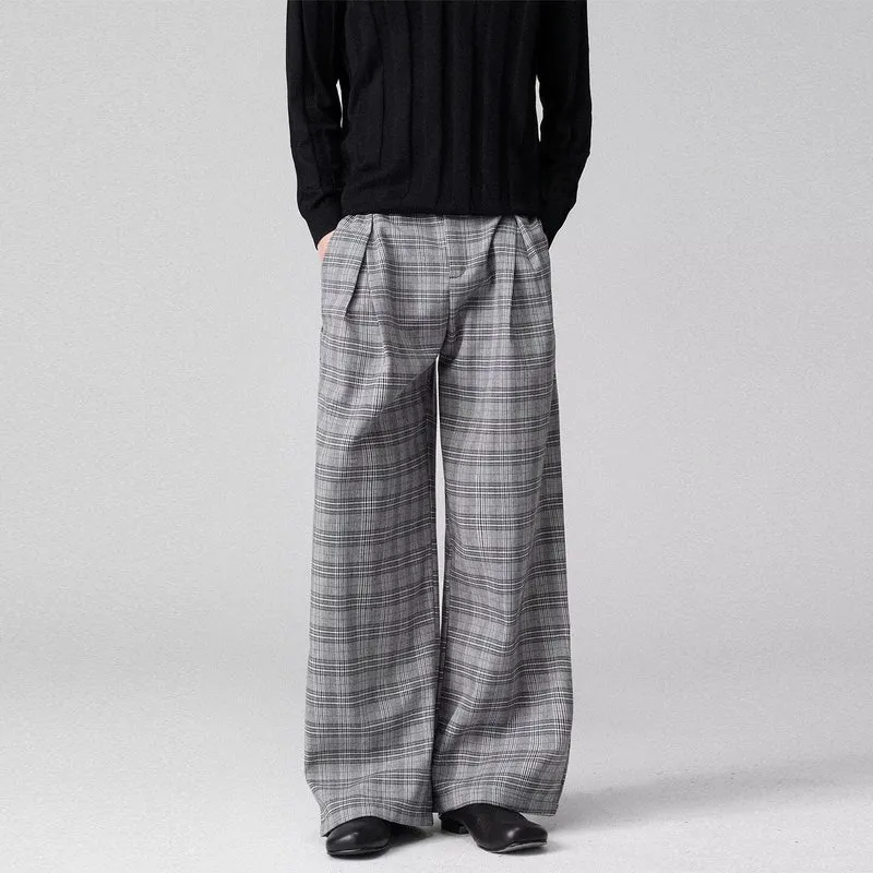 Herren Weitgeschnittene Karottenhose mit Karo-Muster Drune