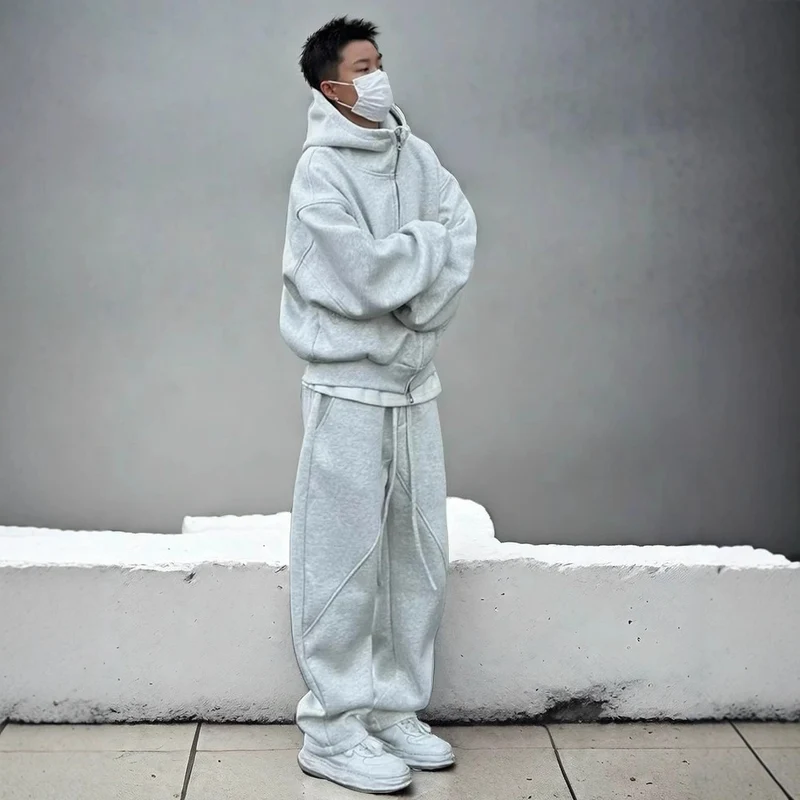 Herren Urbanes Oversized Jacken-Set Drune