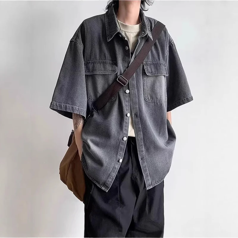 Herren Übergroßes Vintage Denim-Hemd Drune