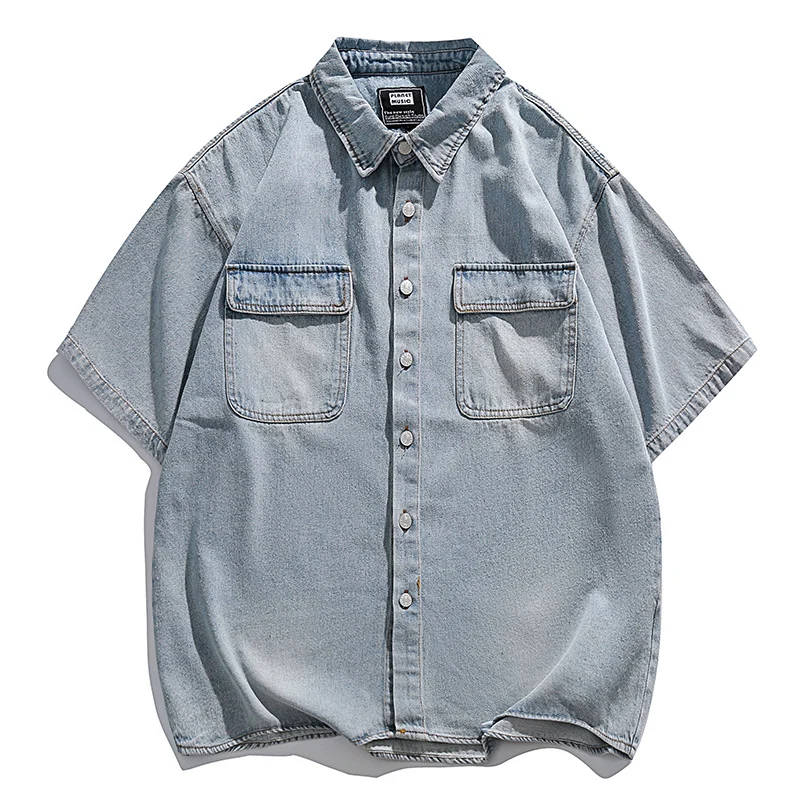 Herren Übergroßes Vintage Denim-Hemd Drune