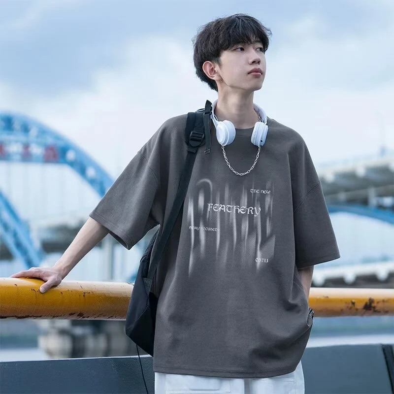 Herren Übergrößes T-Shirt mit kreativem Druck Drune