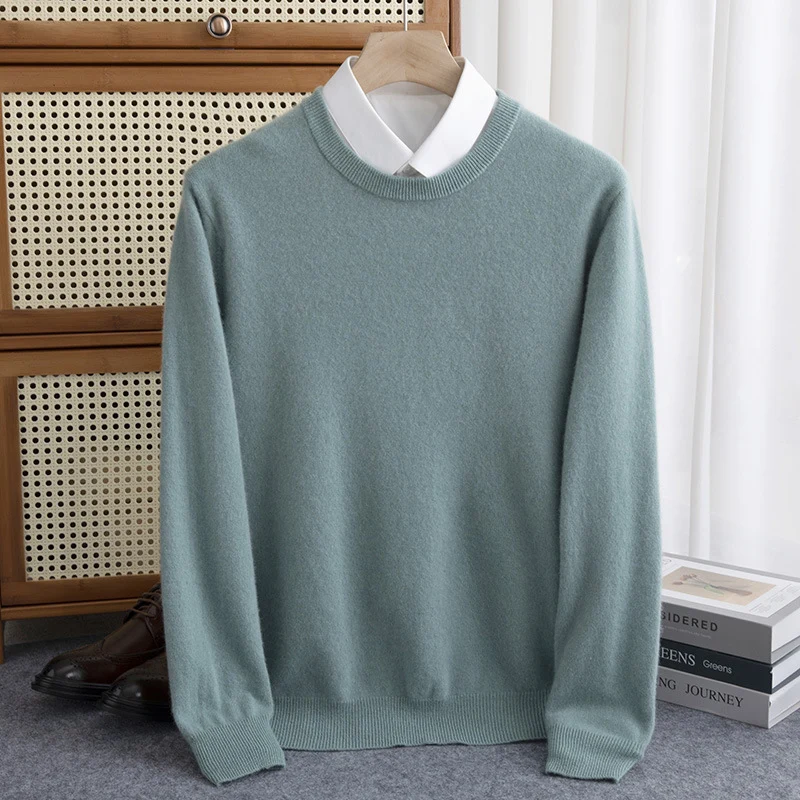 Herren Schlichter Rundhals-Feinstrickpullover kaschmirähnliche Haptik mit gerippten Abschlüssen Drune