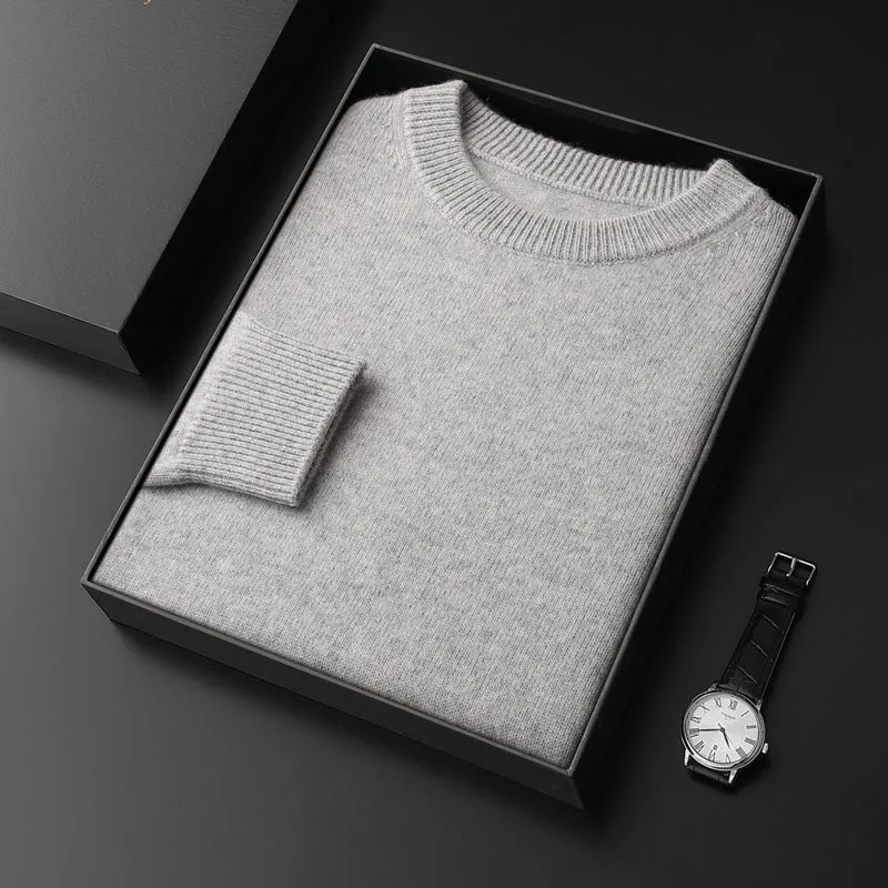 Herren Rundhals-Pullover im Kaschmir‑Look mit extraweichem Flor und Geschenkbox Drune