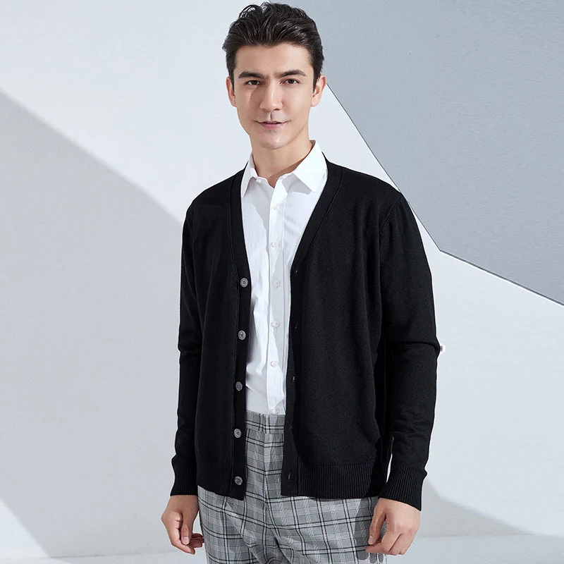 Herren Leichter Feinstrick-Cardigan mit V‑Ausschnitt und Business‑Silhouette Drune