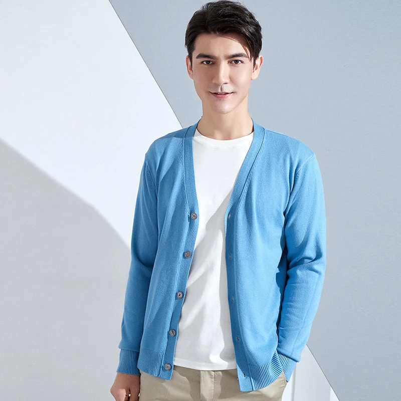 Herren Leichter Feinstrick-Cardigan mit V‑Ausschnitt und Business‑Silhouette Drune