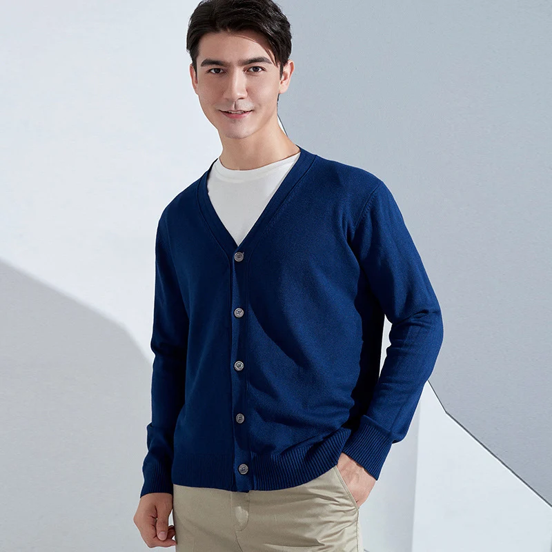 Herren Leichter Feinstrick-Cardigan mit V‑Ausschnitt und Business‑Silhouette Drune