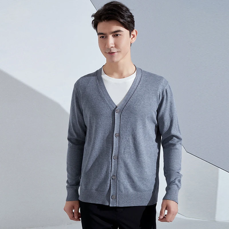 Herren Leichter Feinstrick-Cardigan mit V‑Ausschnitt und Business‑Silhouette Drune
