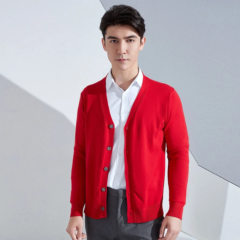Herren Leichter Feinstrick-Cardigan mit V‑Ausschnitt und Business‑Silhouette Drune