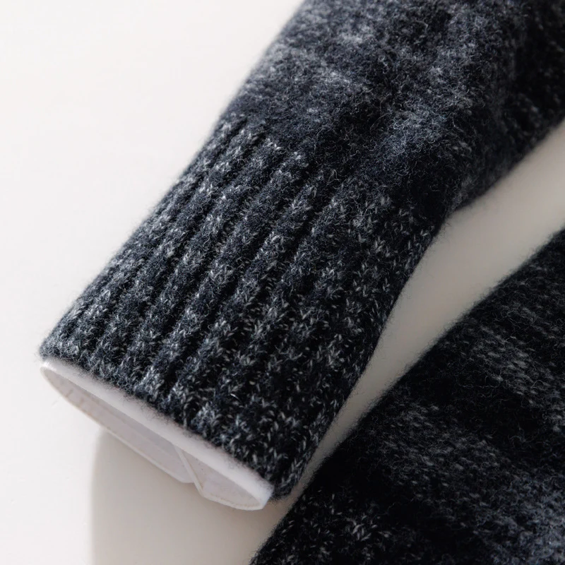 Herren Lässiger Zip‑Mockneckpullover aus Wollmix mit angerauter Mohair‑Optik und Stehkragen Drune