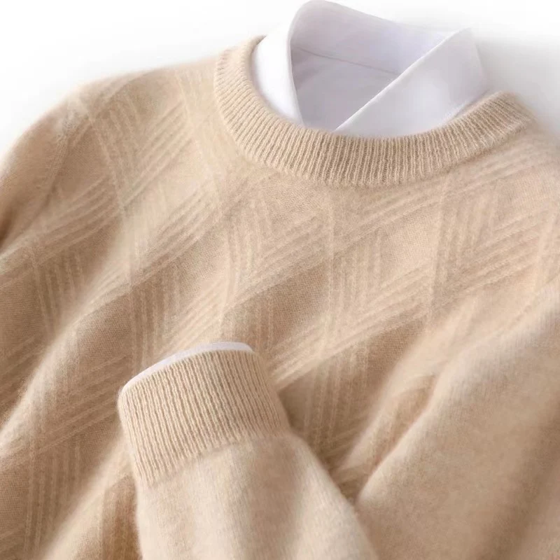 Herren Kurzrollkragenpullover aus Merino‑Mix mit diagonaler Rautenstruktur Drune