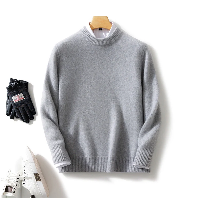 Herren Feiner Stehkragenpullover aus Kaschmir‑Blend mit gerippten Abschlüssen und schlanker Silhouette Drune
